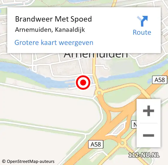 Locatie op kaart van de 112 melding: Brandweer Met Spoed Naar Arnemuiden, Kanaaldijk op 3 maart 2023 13:55