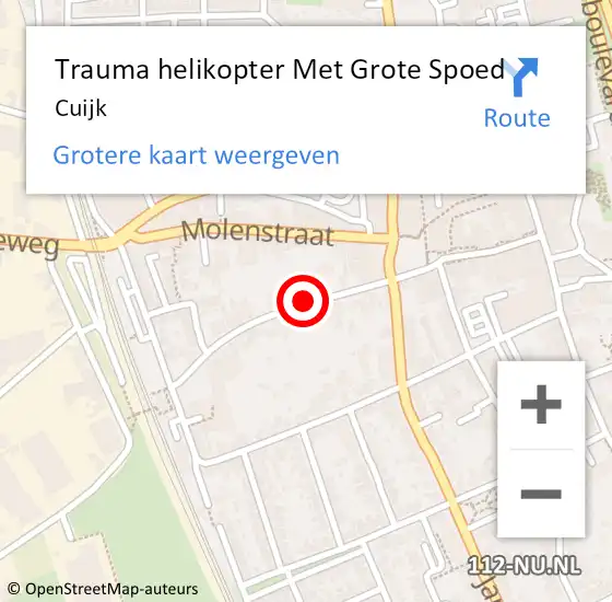 Locatie op kaart van de 112 melding: Trauma helikopter Met Grote Spoed Naar Cuijk op 3 maart 2023 14:01