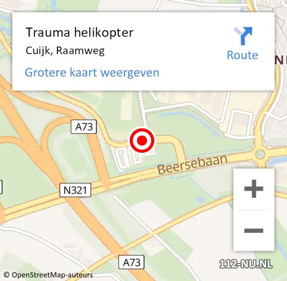 Locatie op kaart van de 112 melding: Trauma helikopter Cuijk, Raamweg op 3 maart 2023 14:01