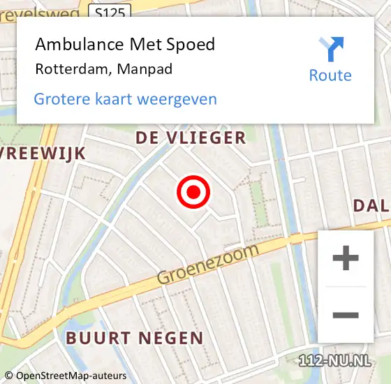 Locatie op kaart van de 112 melding: Ambulance Met Spoed Naar Rotterdam, Manpad op 3 maart 2023 14:01