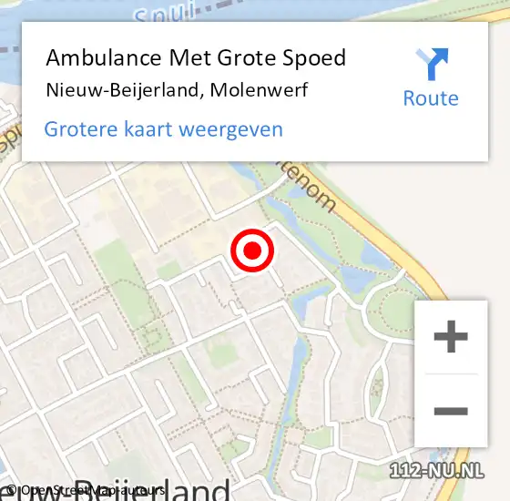 Locatie op kaart van de 112 melding: Ambulance Met Grote Spoed Naar Nieuw-Beijerland, Molenwerf op 3 maart 2023 14:06