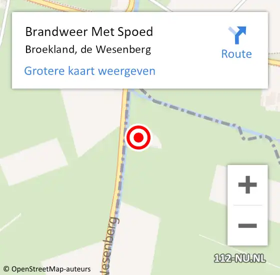 Locatie op kaart van de 112 melding: Brandweer Met Spoed Naar Broekland, de Wesenberg op 3 maart 2023 14:06