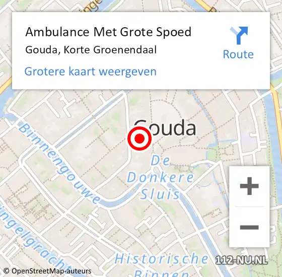 Locatie op kaart van de 112 melding: Ambulance Met Grote Spoed Naar Gouda, Korte Groenendaal op 3 maart 2023 14:41