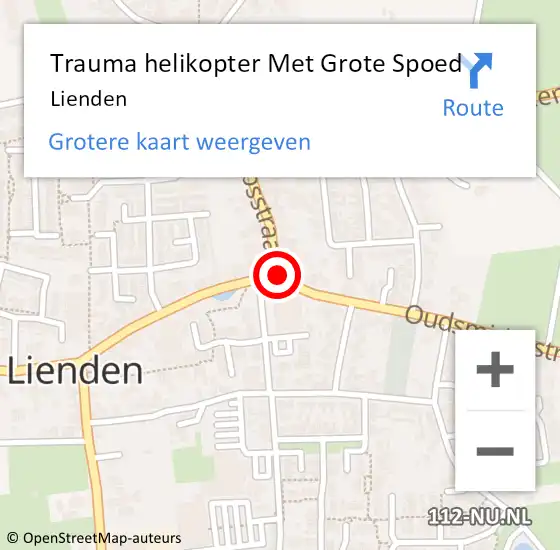 Locatie op kaart van de 112 melding: Trauma helikopter Met Grote Spoed Naar Lienden op 3 maart 2023 14:56