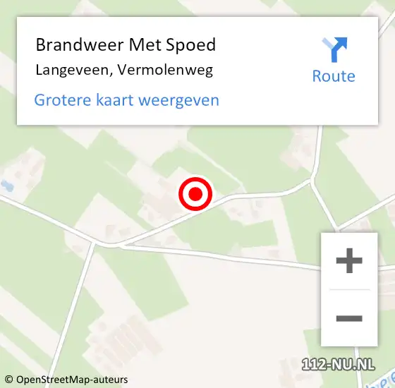 Locatie op kaart van de 112 melding: Brandweer Met Spoed Naar Langeveen, Vermolenweg op 11 oktober 2013 19:09