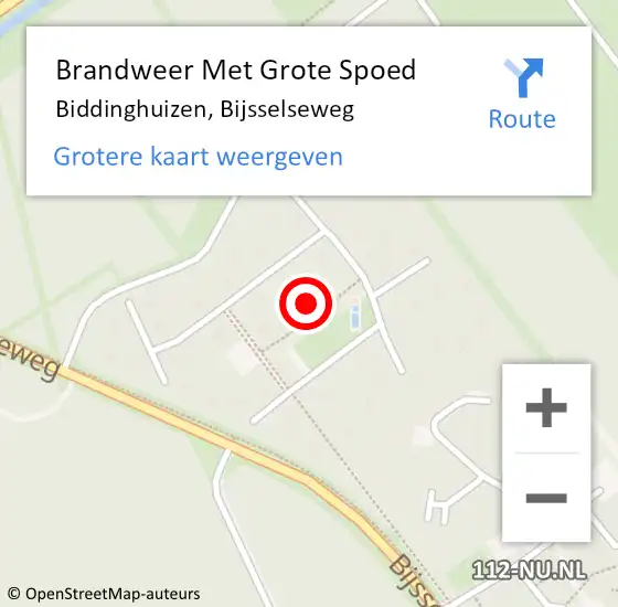 Locatie op kaart van de 112 melding: Brandweer Met Grote Spoed Naar Biddinghuizen, Bijsselseweg op 3 maart 2023 15:07