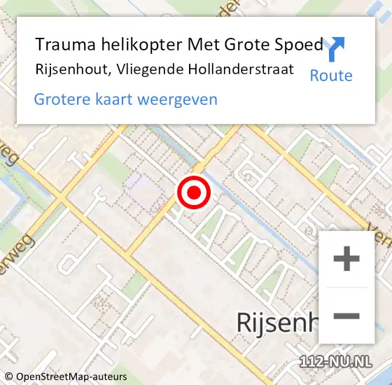 Locatie op kaart van de 112 melding: Trauma helikopter Met Grote Spoed Naar Rijsenhout, Vliegende Hollanderstraat op 3 maart 2023 15:14