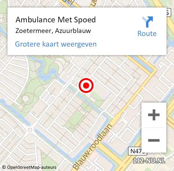 Locatie op kaart van de 112 melding: Ambulance Met Spoed Naar Zoetermeer, Azuurblauw op 3 maart 2023 15:40