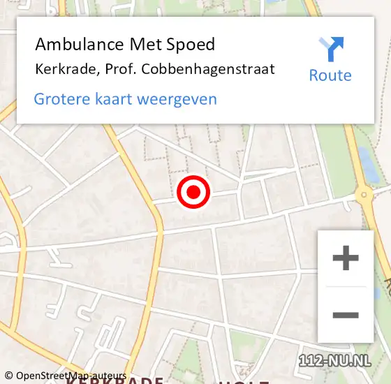 Locatie op kaart van de 112 melding: Ambulance Met Spoed Naar Kerkrade, Prof. Cobbenhagenstraat op 17 augustus 2014 17:04