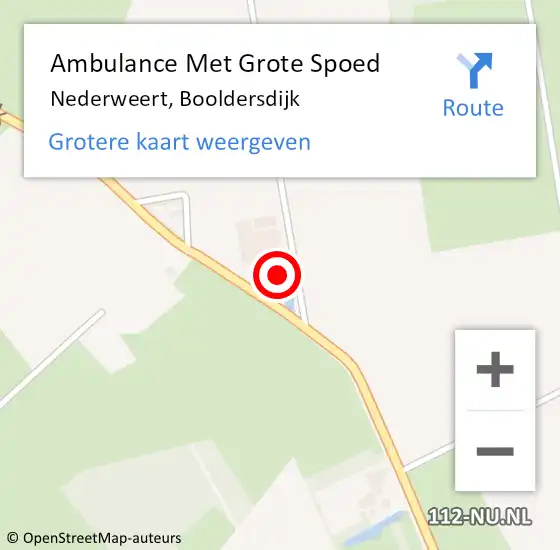 Locatie op kaart van de 112 melding: Ambulance Met Grote Spoed Naar Nederweert, Booldersdijk op 3 maart 2023 16:48