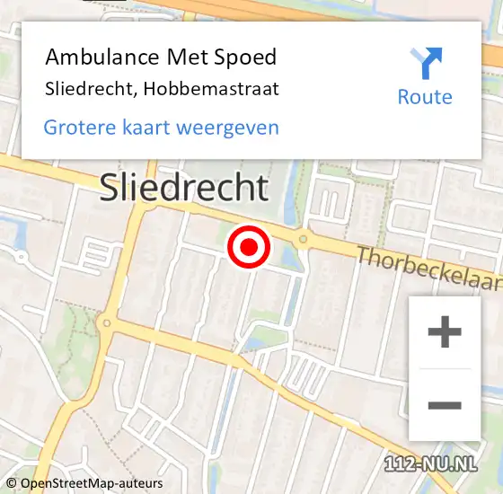 Locatie op kaart van de 112 melding: Ambulance Met Spoed Naar Sliedrecht, Hobbemastraat op 3 maart 2023 17:00