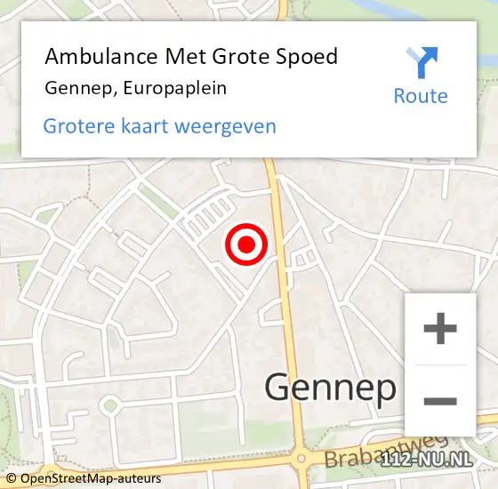 Locatie op kaart van de 112 melding: Ambulance Met Grote Spoed Naar Gennep, Europaplein op 3 maart 2023 17:11