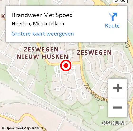 Locatie op kaart van de 112 melding: Brandweer Met Spoed Naar Heerlen, Mijnzetellaan op 3 maart 2023 17:22