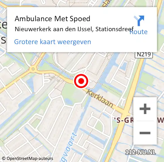 Locatie op kaart van de 112 melding: Ambulance Met Spoed Naar Nieuwerkerk aan den IJssel, Stationsdreef op 3 maart 2023 17:42