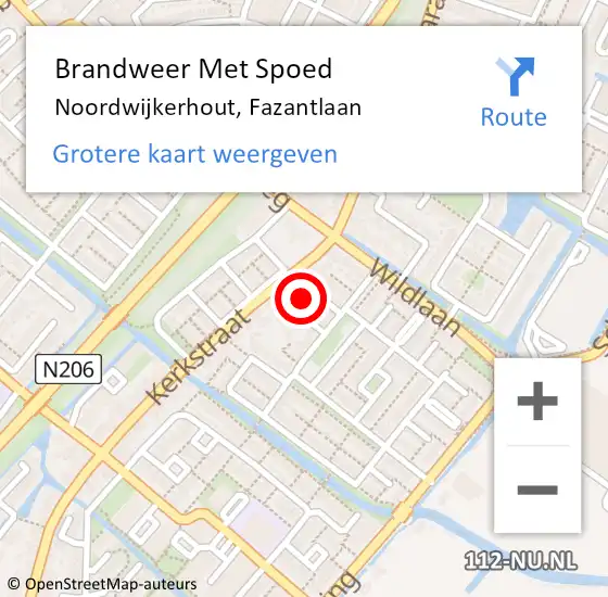 Locatie op kaart van de 112 melding: Brandweer Met Spoed Naar Noordwijkerhout, Fazantlaan op 3 maart 2023 17:55
