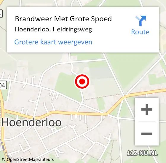 Locatie op kaart van de 112 melding: Brandweer Met Grote Spoed Naar Hoenderloo, Heldringsweg op 3 maart 2023 18:00