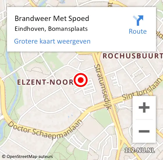 Locatie op kaart van de 112 melding: Brandweer Met Spoed Naar Eindhoven, Bomansplaats op 3 maart 2023 18:38