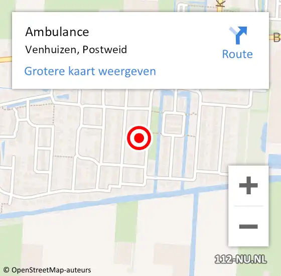 Locatie op kaart van de 112 melding: Ambulance Venhuizen, Postweid op 3 maart 2023 18:39