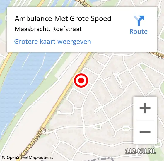 Locatie op kaart van de 112 melding: Ambulance Met Grote Spoed Naar Maasbracht, Roefstraat op 17 augustus 2014 17:34