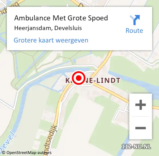 Locatie op kaart van de 112 melding: Ambulance Met Grote Spoed Naar Heerjansdam, Develsluis op 3 maart 2023 19:04