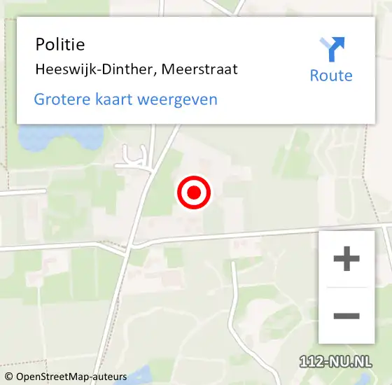 Locatie op kaart van de 112 melding: Politie Heeswijk-Dinther, Meerstraat op 17 augustus 2014 17:35