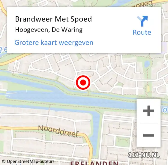 Locatie op kaart van de 112 melding: Brandweer Met Spoed Naar Hoogeveen, De Waring op 3 maart 2023 19:10