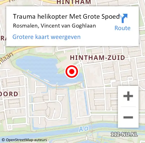 Locatie op kaart van de 112 melding: Trauma helikopter Met Grote Spoed Naar Rosmalen, Vincent van Goghlaan op 3 maart 2023 19:10