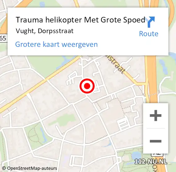 Locatie op kaart van de 112 melding: Trauma helikopter Met Grote Spoed Naar Vught, Dorpsstraat op 3 maart 2023 19:27