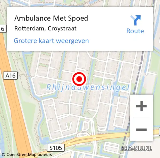 Locatie op kaart van de 112 melding: Ambulance Met Spoed Naar Rotterdam, Croystraat op 3 maart 2023 19:43