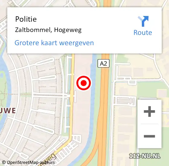 Locatie op kaart van de 112 melding: Politie Zaltbommel, Hogeweg op 3 maart 2023 20:03