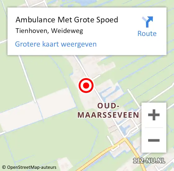 Locatie op kaart van de 112 melding: Ambulance Met Grote Spoed Naar Tienhoven, Weideweg op 17 augustus 2014 17:41