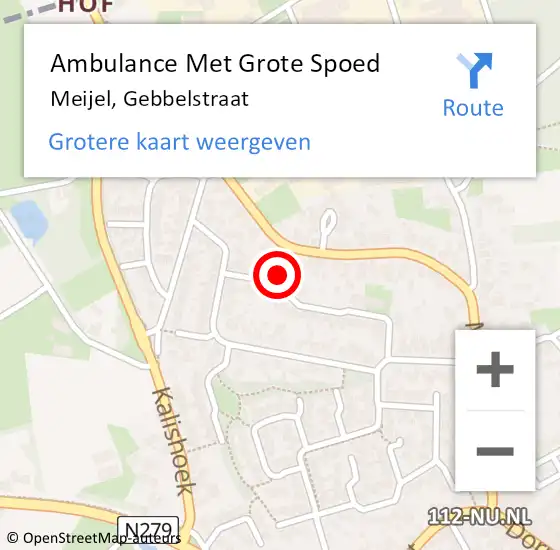 Locatie op kaart van de 112 melding: Ambulance Met Grote Spoed Naar Meijel, Gebbelstraat op 17 augustus 2014 17:47