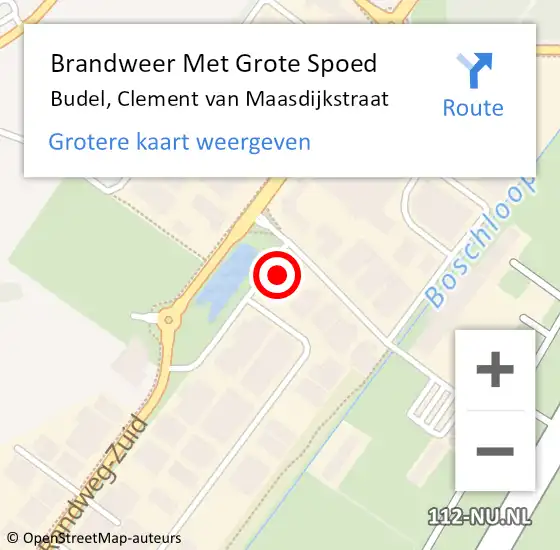 Locatie op kaart van de 112 melding: Brandweer Met Grote Spoed Naar Budel, Clement van Maasdijkstraat op 3 maart 2023 21:32