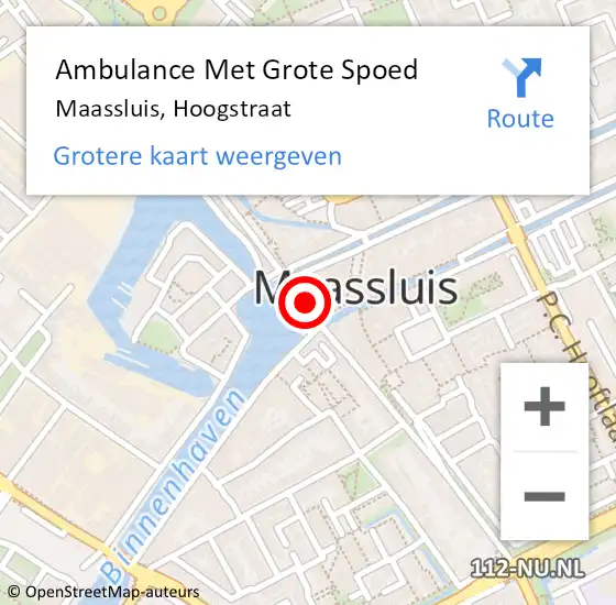 Locatie op kaart van de 112 melding: Ambulance Met Grote Spoed Naar Maassluis, Hoogstraat op 3 maart 2023 21:35