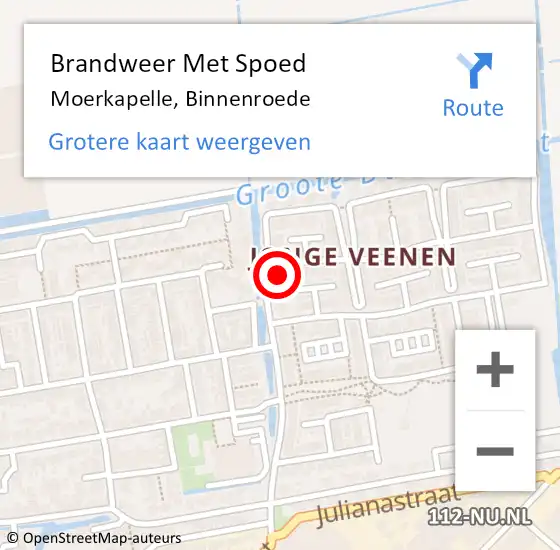 Locatie op kaart van de 112 melding: Brandweer Met Spoed Naar Moerkapelle, Binnenroede op 3 maart 2023 21:37