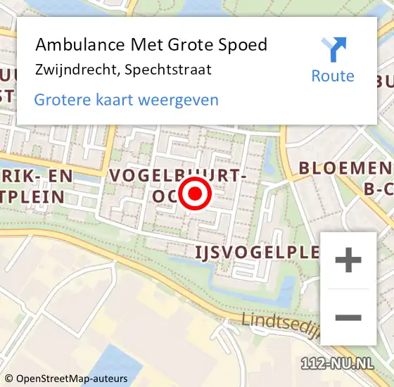 Locatie op kaart van de 112 melding: Ambulance Met Grote Spoed Naar Zwijndrecht, Spechtstraat op 3 maart 2023 21:47