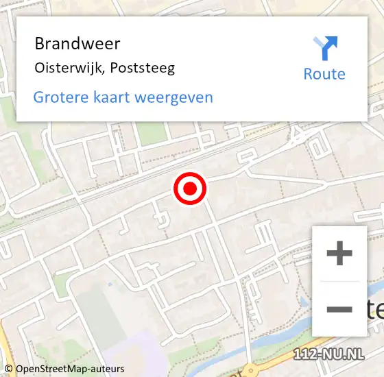 Locatie op kaart van de 112 melding: Brandweer Oisterwijk, Poststeeg op 3 maart 2023 22:02