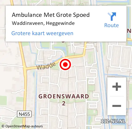 Locatie op kaart van de 112 melding: Ambulance Met Grote Spoed Naar Waddinxveen, Heggewinde op 3 maart 2023 22:22