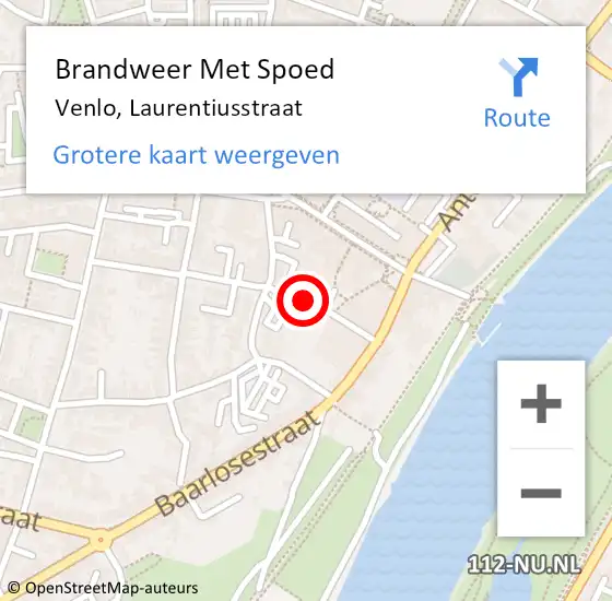 Locatie op kaart van de 112 melding: Brandweer Met Spoed Naar Venlo, Laurentiusstraat op 3 maart 2023 22:26