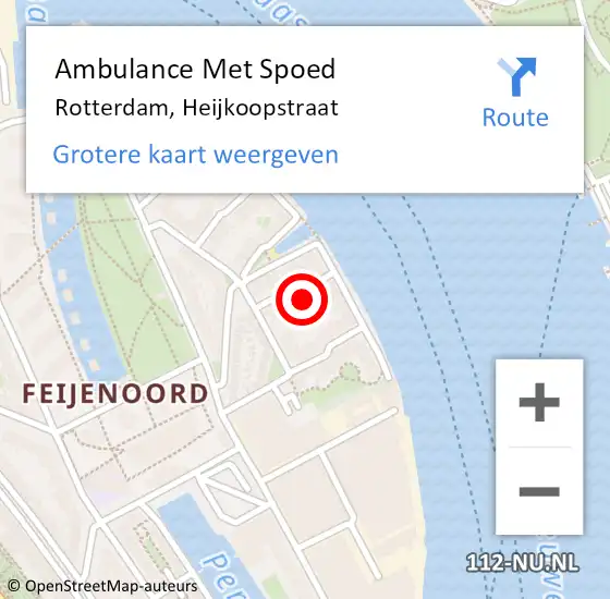 Locatie op kaart van de 112 melding: Ambulance Met Spoed Naar Rotterdam, Heijkoopstraat op 3 maart 2023 23:02