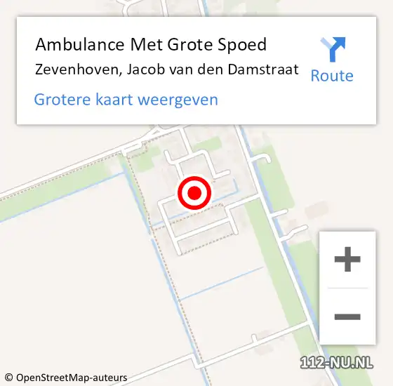 Locatie op kaart van de 112 melding: Ambulance Met Grote Spoed Naar Zevenhoven, Jacob van den Damstraat op 3 maart 2023 23:23