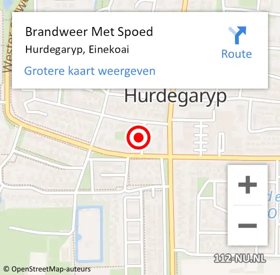 Locatie op kaart van de 112 melding: Brandweer Met Spoed Naar Hurdegaryp, Einekoai op 3 maart 2023 23:35