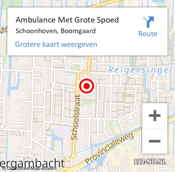 Locatie op kaart van de 112 melding: Ambulance Met Grote Spoed Naar Schoonhoven, Boomgaard op 4 maart 2023 00:03