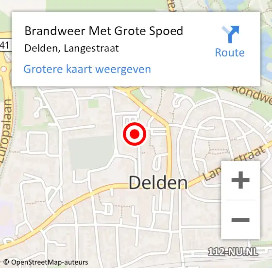 Locatie op kaart van de 112 melding: Brandweer Met Grote Spoed Naar Delden, Langestraat op 4 maart 2023 00:15