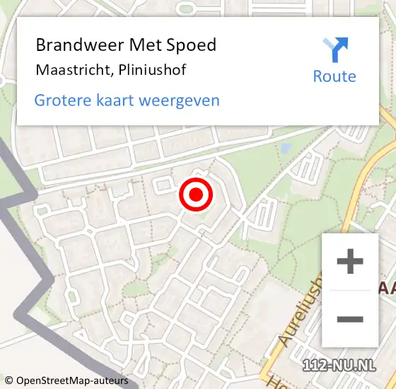 Locatie op kaart van de 112 melding: Brandweer Met Spoed Naar Maastricht, Pliniushof op 4 maart 2023 01:35