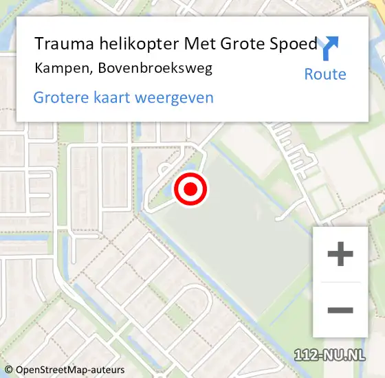 Locatie op kaart van de 112 melding: Trauma helikopter Met Grote Spoed Naar Kampen, Bovenbroeksweg op 4 maart 2023 01:39