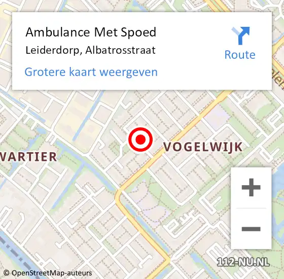 Locatie op kaart van de 112 melding: Ambulance Met Spoed Naar Leiderdorp, Albatrosstraat op 4 maart 2023 02:24