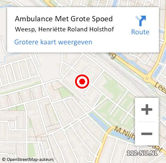 Locatie op kaart van de 112 melding: Ambulance Met Grote Spoed Naar Weesp, Henriëtte Roland Holsthof op 4 maart 2023 02:52