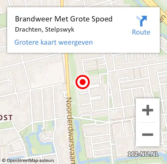 Locatie op kaart van de 112 melding: Brandweer Met Grote Spoed Naar Drachten, Stelpswyk op 4 maart 2023 03:11