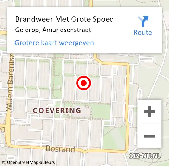 Locatie op kaart van de 112 melding: Brandweer Met Grote Spoed Naar Geldrop, Amundsenstraat op 4 maart 2023 03:25